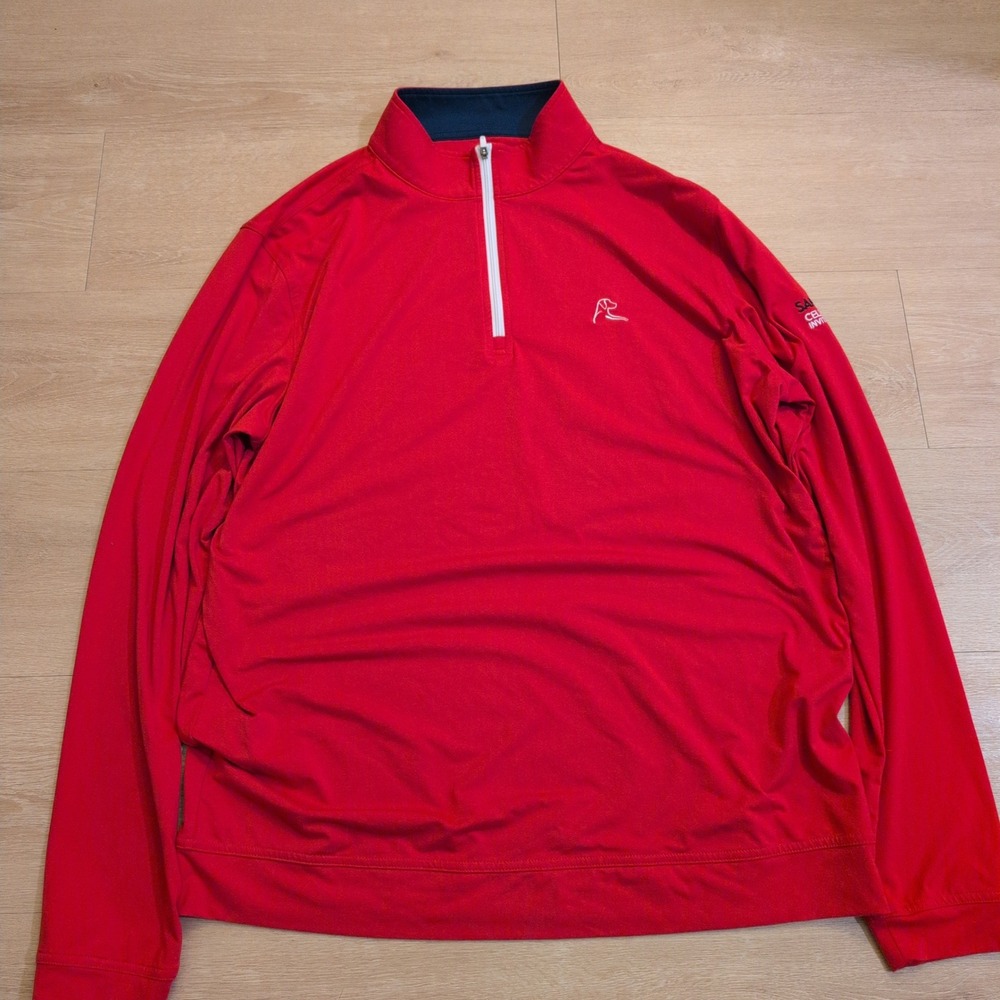 Rhoback Mens Red Large Performance Invitational Quarter Zip Pullover Logo